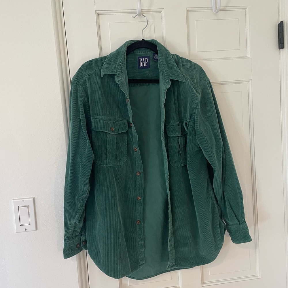 VINTAGE GAP Corduroy green button up